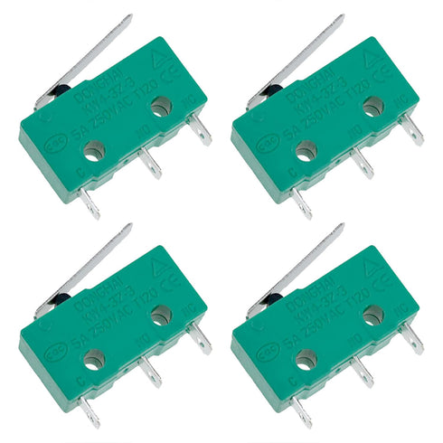 KW4-3Z Micro Limit Switch Three-Pin Roller Waterproof Travel Limit Switch Micro Switch with Lever Green 4PCS...